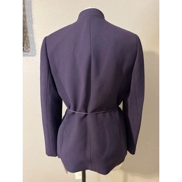 Kasper Suit Jacket Blazer 10 Purple Plum Textured Poly Adjustable Mock Neck NEW - Picture 4 of 15